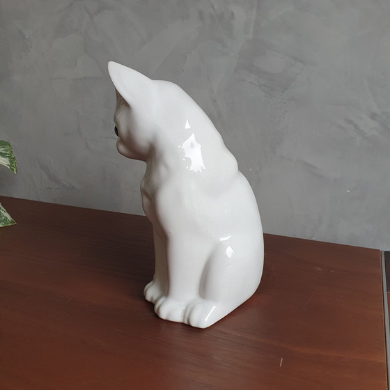 Image 1 of Statue de chat vintage 1980 avec yeux en verre