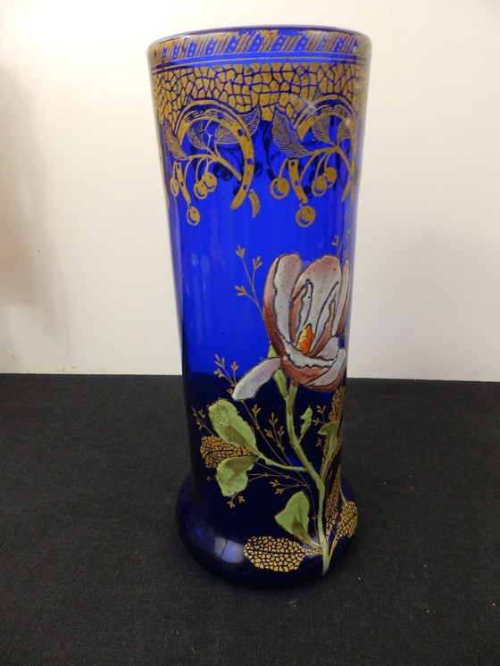 Image 1 of Vase Art Nouveau En Verre Émaillé Par Legras