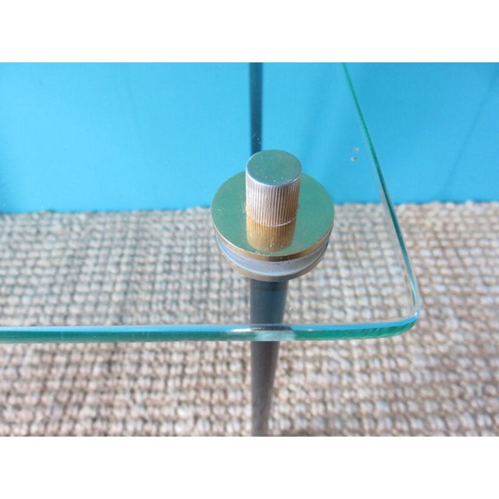 Image 1 of Ensemble de 2 tables vintage modernistes en verre et métal, années 1950