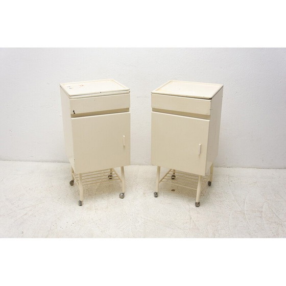 Image 1 of Paire de tables de nuit vintage en étain, Tchécoslovaquie 1970