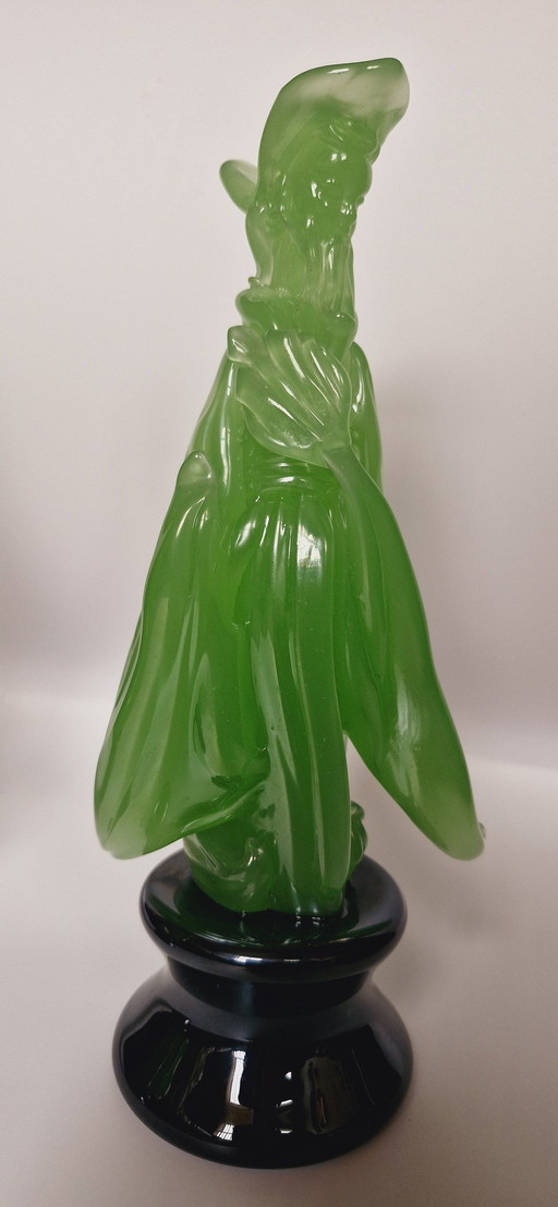 Paire de sculptures en verre de Murano Ermanno Nason Jade