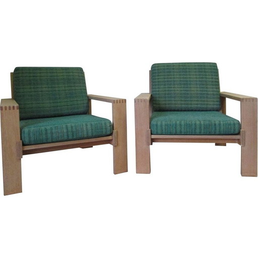 Paire de fauteuils vintage en chêne naturel d'Esko Pajamiès