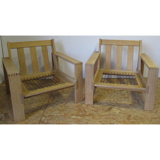 Image 1 of Paire de fauteuils vintage en chêne naturel d'Esko Pajamiès
