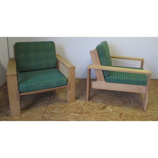Paire de fauteuils vintage en chêne naturel d'Esko Pajamiès