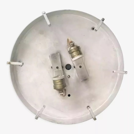 Image 1 of Plafonnier Vintage En Métal Et Verre Moulé Pressé, France 1970