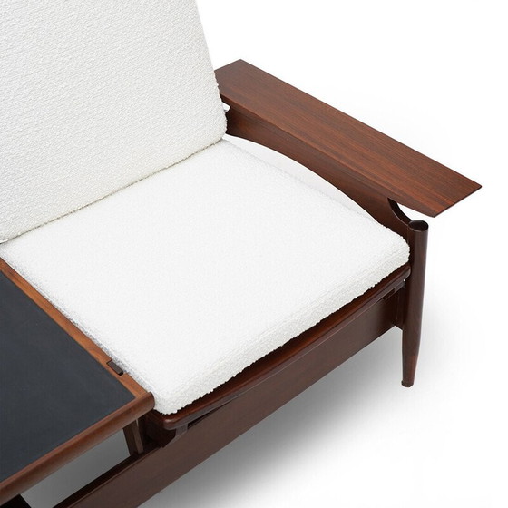 Image 1 of Canapé vintage 2 places en bois et boucle blanche par Mario Franchioni pour Framar, Italie 1960