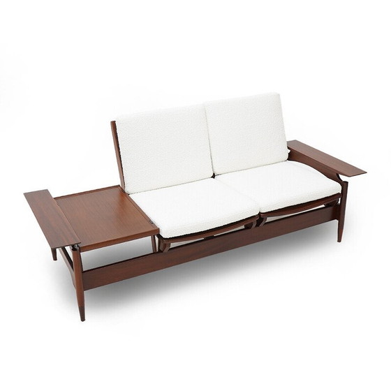 Image 1 of Canapé vintage 2 places en bois et boucle blanche par Mario Franchioni pour Framar, Italie 1960