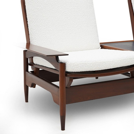 Image 1 of Canapé vintage 2 places en bois et boucle blanche par Mario Franchioni pour Framar, Italie 1960