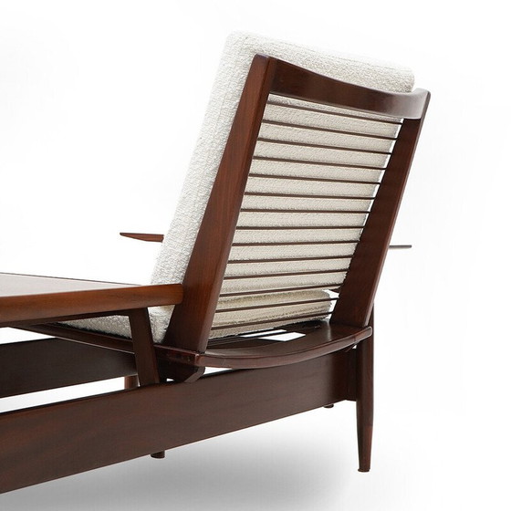 Image 1 of Canapé vintage 2 places en bois et boucle blanche par Mario Franchioni pour Framar, Italie 1960