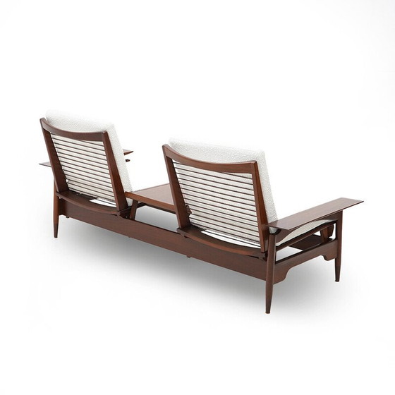 Image 1 of Canapé vintage 2 places en bois et boucle blanche par Mario Franchioni pour Framar, Italie 1960
