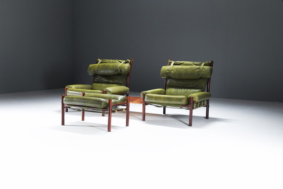 Image 1 of Inca Relax Chairs With Ottoman & Sidetable By Arne Norell For Norell Möbel Ab