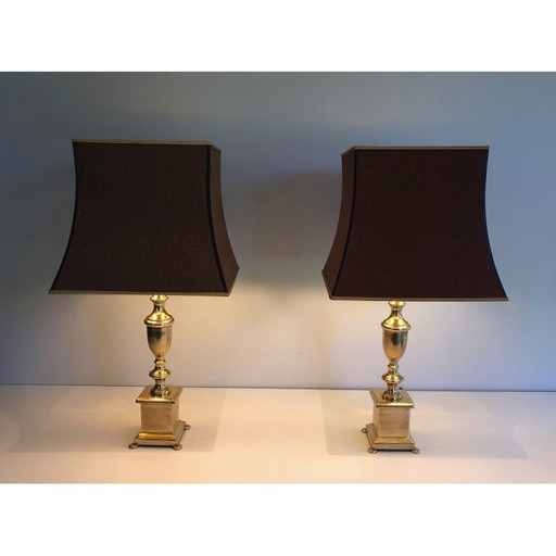 Paire de lampes en laiton, France 1940s