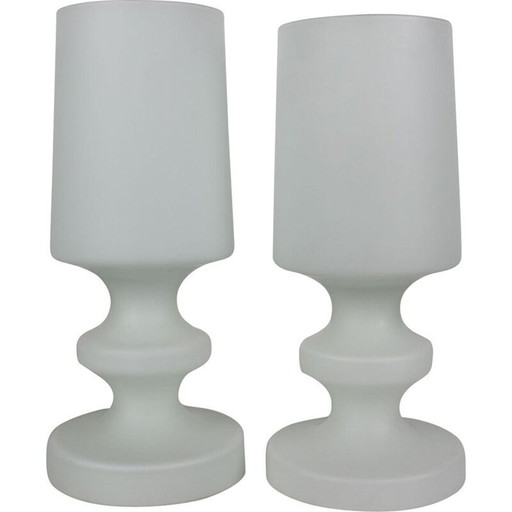 Paire de lampes en verre vintage par Osvětlovací sklo Valašské Meziříčí, Tchécoslovaquie 1970.