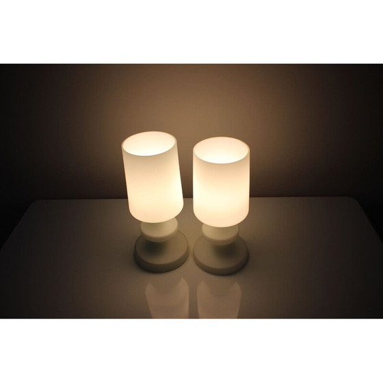 Image 1 of Paire de lampes en verre vintage par Osvětlovací sklo Valašské Meziříčí, Tchécoslovaquie 1970.