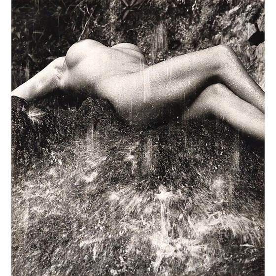 Image 1 of Peinture vintage "femme nue sous la cascade" par Lucien Clergue