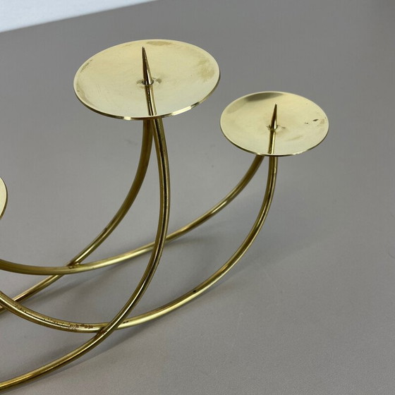 Image 1 of Chandelier sculptural vintage en laiton massif par Harald Buchrucker, Allemagne années 1950