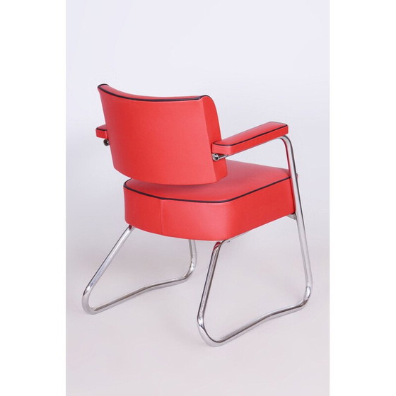 Image 1 of Fauteuil Bauhaus vintage en acier chromé et cuir par Gilbert Rohde, Allemagne 1930