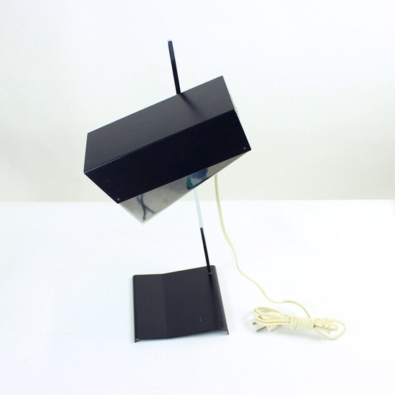 Image 1 of Lampe de table vintage en chrome et métal noir par Napako, Tchécoslovaquie années 1960