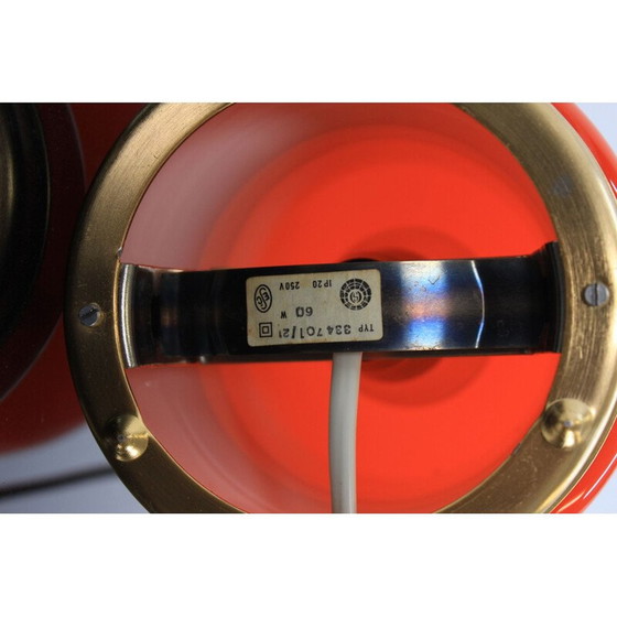 Image 1 of Lampe vintage en verre rouge par Valašské Meziříčí, Tchécoslovaquie