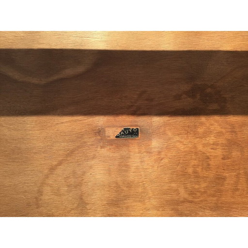 Paire de tables vintage en chêne clair et laiton par Jacques Whittier pour Tubauto, 1950