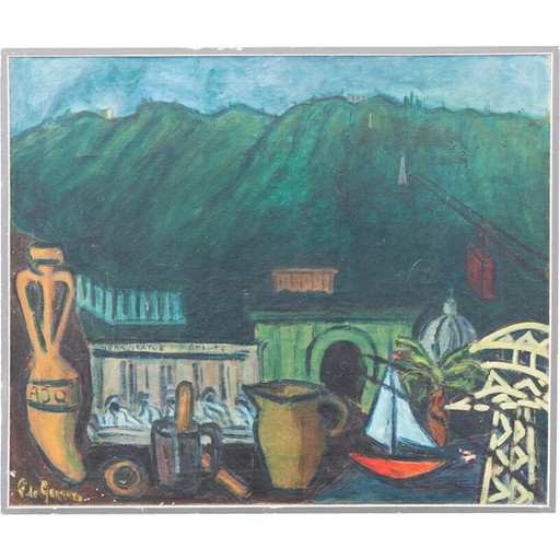 Peinture vintage de Giuseppe dè Gennaro, Italie 1959