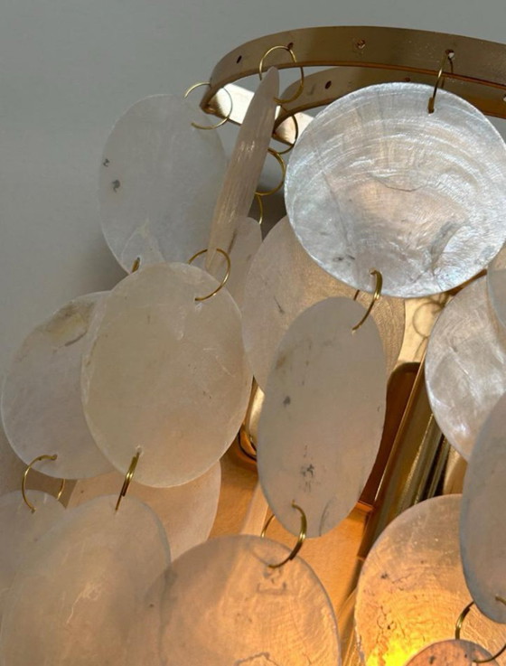 Image 1 of Lot de 2 lampes Capiz Shell Lampes murales cadre or