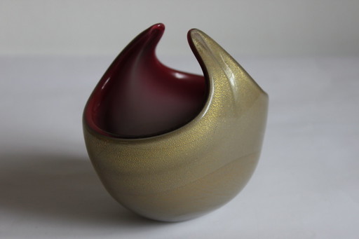 Bol en verre de Murano moucheté d'or, 1950S