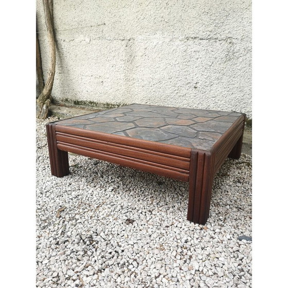 Image 1 of Table basse vintage en chêne avec plateau en céramique