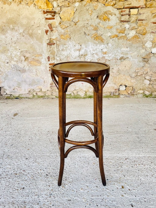 Tabouret de bar vintage en bois courbé style Thonet