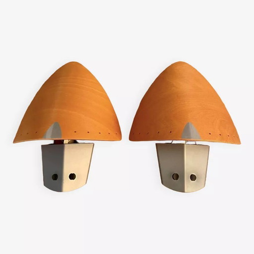 2X Appliques Vintage Bois Et Métal, France 1980