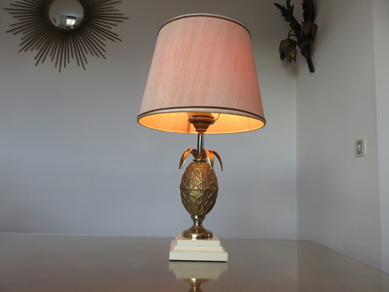 Image 1 of Lampe Ananas Hollywood Regency, En Laiton, 1970