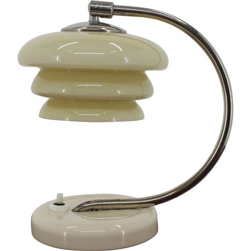 Lampe vintage art déco en verre et métal, Tchécoslovaquie 1930