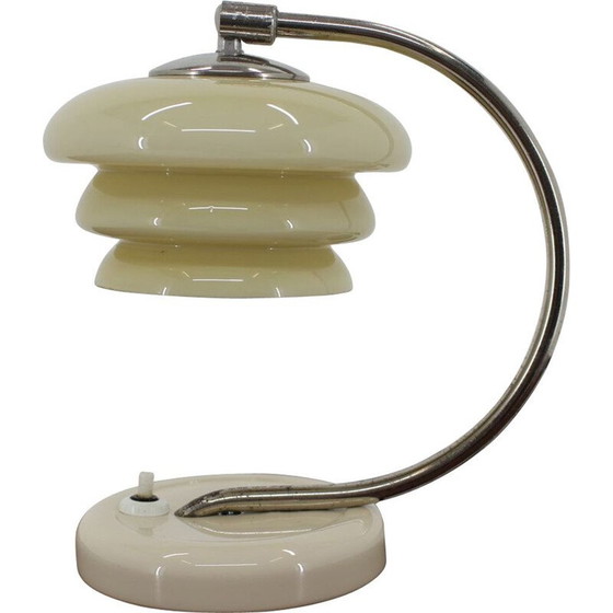 Image 1 of Lampe vintage art déco en verre et métal, Tchécoslovaquie 1930