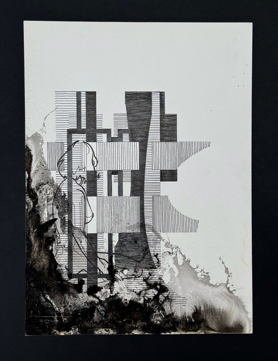 Image 1 of Composition abstraite à l'encre (1980) - Eugène Eechaut (1928-2019)