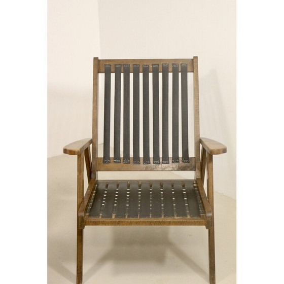Image 1 of Paire de fauteuils vintage en bois de chêne massif, 1950