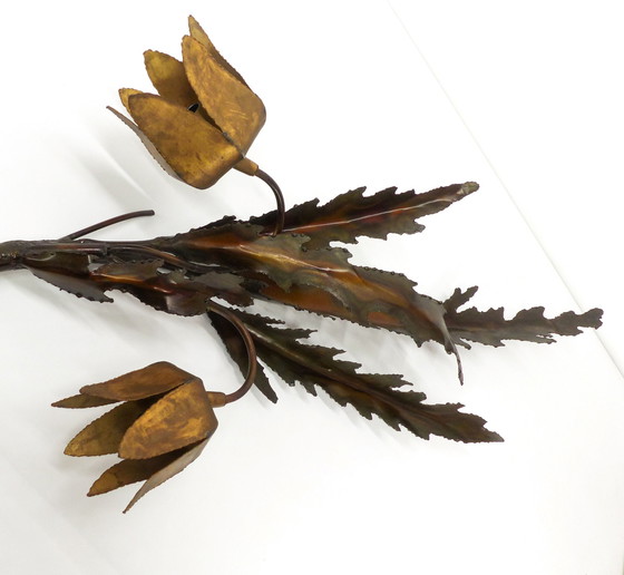 Image 1 of Applique Brutaliste Florale Attribuée À La Maison Jansen 1970