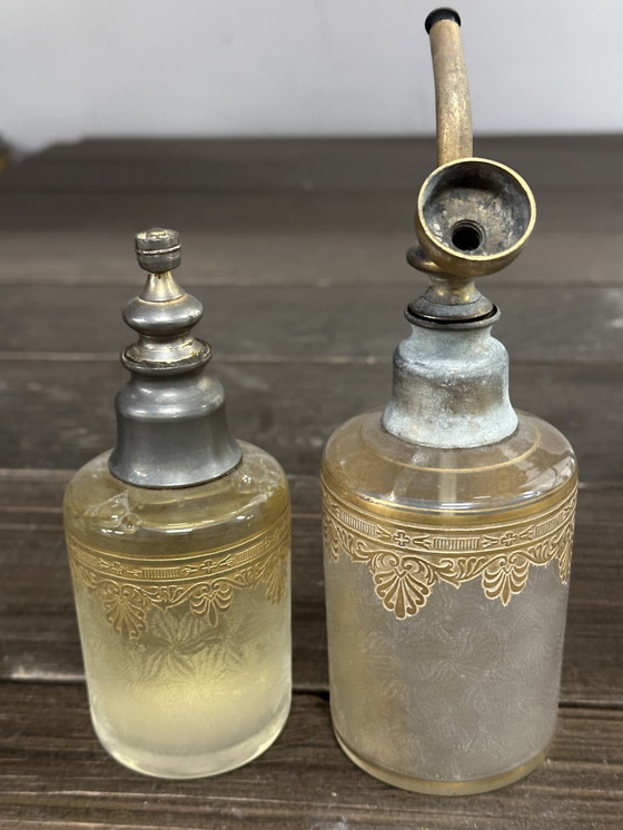 Image 1 of Garniture De Toilette - Flacon Et Vaporisateur Cristal Saint Louis - Période Art-Nouveau 