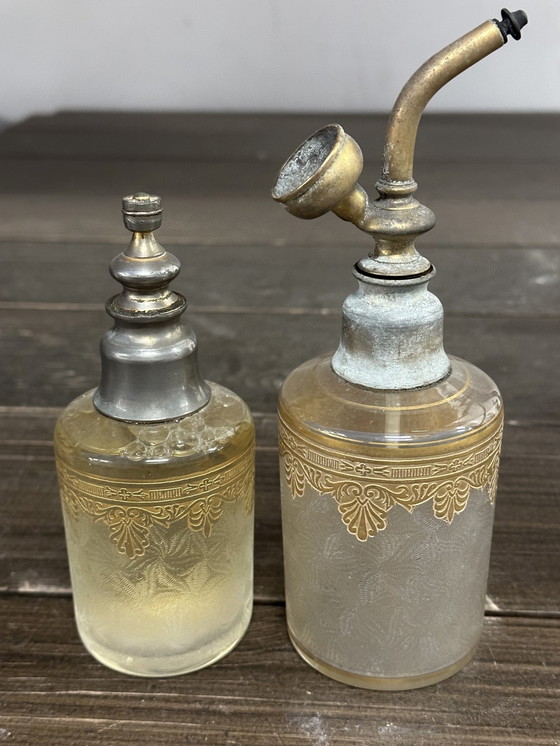 Image 1 of Garniture De Toilette - Flacon Et Vaporisateur Cristal Saint Louis - Période Art-Nouveau 
