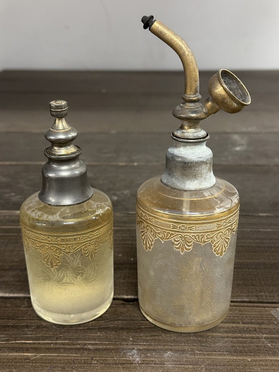 Image 1 of Garniture De Toilette - Flacon Et Vaporisateur Cristal Saint Louis - Période Art-Nouveau 
