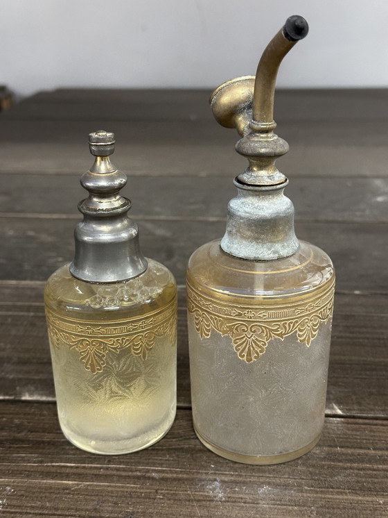 Image 1 of Garniture De Toilette - Flacon Et Vaporisateur Cristal Saint Louis - Période Art-Nouveau 