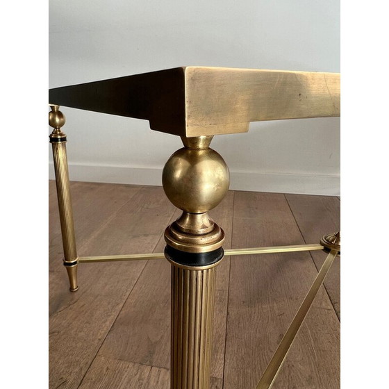 Image 1 of Table basse vintage en laiton avec plateaux en miroir par Maison Jansen, 1940