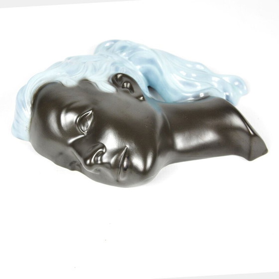 Image 1 of Figurine murale vintage en céramique représentant une femme, Allemagne 1950