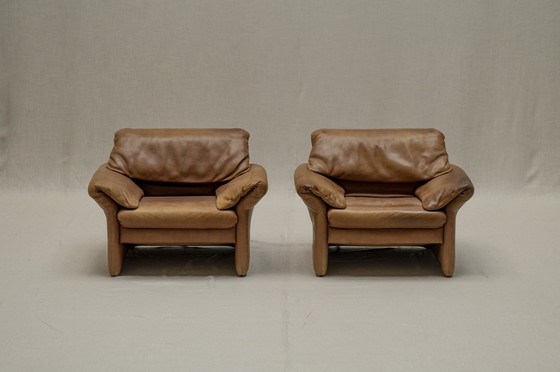 Image 1 of Ensemble de deux fauteuils en cuir Hans Kaufeld