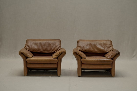 Image 1 of Ensemble de deux fauteuils en cuir Hans Kaufeld