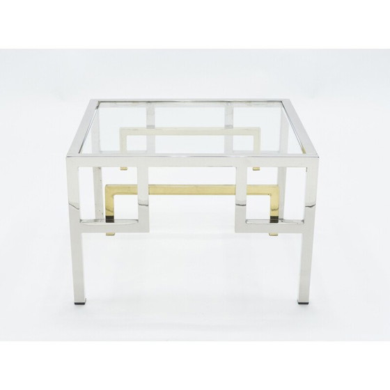 Image 1 of Paire de bouts de canapé vintage en chrome et laiton par Guy Lefevre pour Maison Jansen, 1970