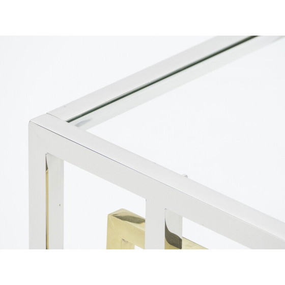 Image 1 of Paire de bouts de canapé vintage en chrome et laiton par Guy Lefevre pour Maison Jansen, 1970