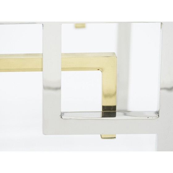 Image 1 of Paire de bouts de canapé vintage en chrome et laiton par Guy Lefevre pour Maison Jansen, 1970