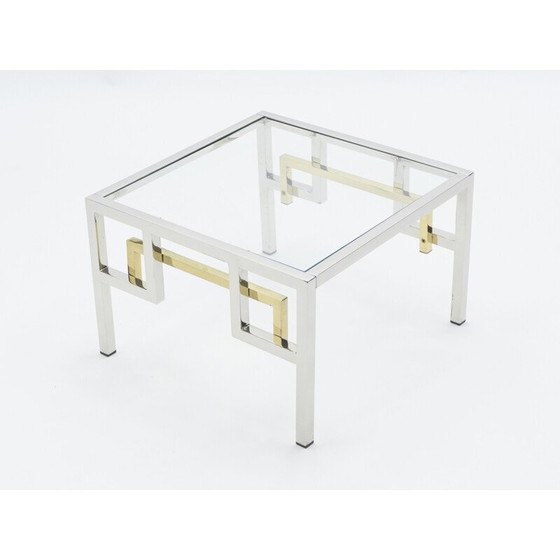 Image 1 of Paire de bouts de canapé vintage en chrome et laiton par Guy Lefevre pour Maison Jansen, 1970