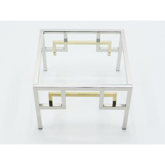 Image 1 of Paire de bouts de canapé vintage en chrome et laiton par Guy Lefevre pour Maison Jansen, 1970