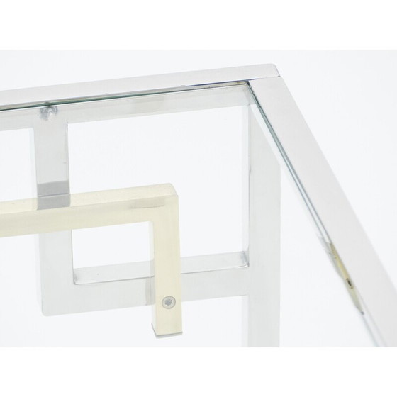 Image 1 of Paire de bouts de canapé vintage en chrome et laiton par Guy Lefevre pour Maison Jansen, 1970